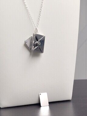 NWT Silver Tone Envelope Locket Necklace